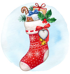 Watercolor Hand Drawn Christmas Stocking Full