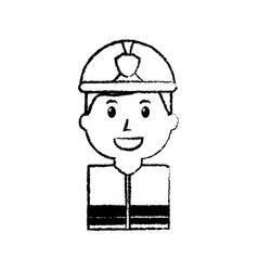 Worker Firefighter Portrait Cartoon With Helmet