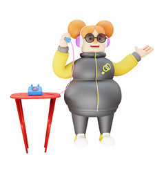 3d Funny Girl Cartoon Character Speaking On A Tele