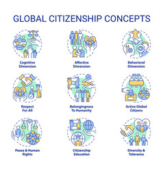 Global Citizenship Concept Icons Set