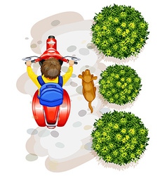 A Topview Of Boy Riding Motorcyle