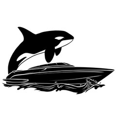 Orca With Boat On Water