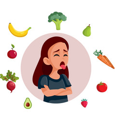 Teen Girl Disliking Healthy Eating Cartoon