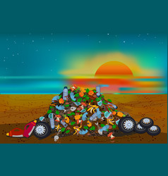 Waste Pile On Beach City Landfill