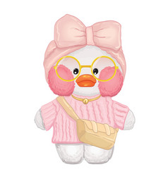 White Duck In Pink Headband And Sweater