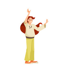 Woman Sport Fan Character With Raised Hands