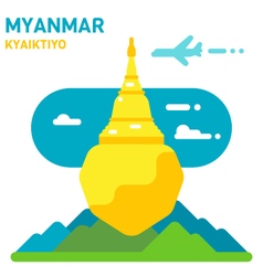 Flat Design Kyaiktiyo Pagoda