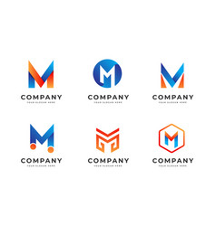 Set Of Creative Letter M Logo Design Template