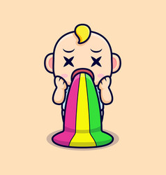 Cute Baby Vomiting Flat Icon Character