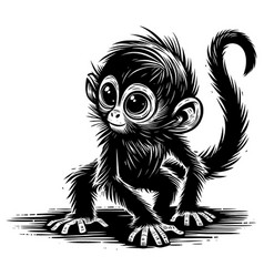 Spider Monkey Baby Linocut