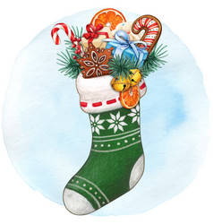 Watercolor Hand Drawn Christmas Stocking Full