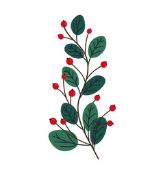 Hand Drawn Branch With Leaves And Berries