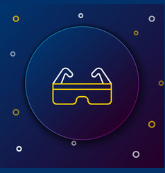 Line Safety Goggle Glasses Icon Isolated On Blue