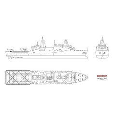 Outline Image Of Military Ship Top Front Side