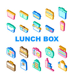 Lunch School Food Box Lunchbox Icons Set