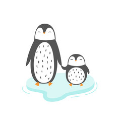 Cute Cartoon Animals Penguin Mom And Baby