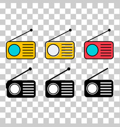 Set Of Retro Radio Station Icon Flat Isolated