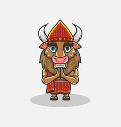 Cute Batak Buffalo Character Simple Animal