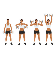 Woman Doing Dumbbell Cuban Press Exercise