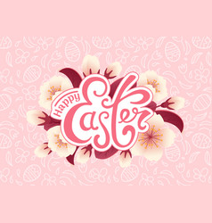 Happy Easter Cherry Blossom Realistic Style Pink