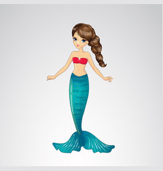 Cute Beautiful Mermaid With Long Brown Hair