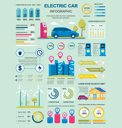 Electric Car Banner With Infographic Elements