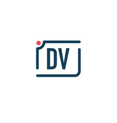 Initial Letter Dv Camera Logo Design Template