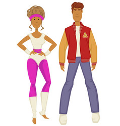 Man And Woman 1980s Couple Fitness Suit