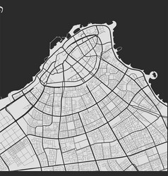 Urban City Map Kuwait Poster Grayscale Street