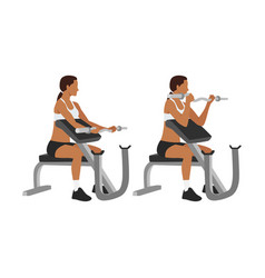 Woman Doing Ez Bar Preacher Curls Exercise