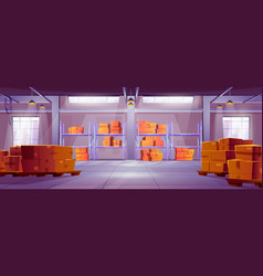 Logistic Warehouse Interior With Box And Pallet