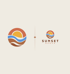 Sunset Wave Monoline Logo Template Universal