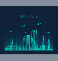 Tel Aviv Skyline Israel Linear Style