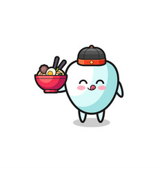 Tooth As Chinese Chef Mascot Holding A Noodle Bowl