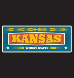 Vintage Banner Kansas Wheat State Travel Plate