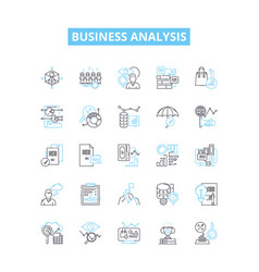 Business Analysis Line Icons Set Business