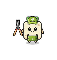 Cute Tofu As Gardener Mascot