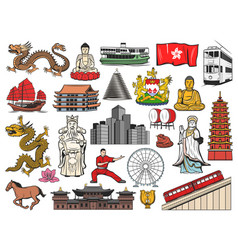 Hong Kong And China Travel Isolated Icons