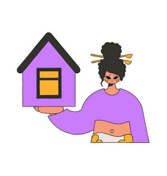 Realtor Girl Holding A House Home Ownership