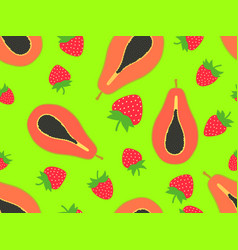 Strawberry And Papaya Seamless Pattern Summer