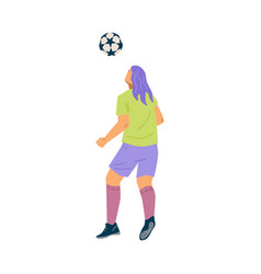 Woman Soccer Player Head A Ball Isolated Single