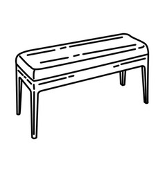 Upholstered Bench Icon Doodle Hand Drawn