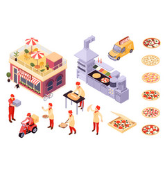 Isometric Pizza Icon Set