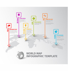 Light World Map Infographic Template With Thin