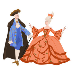 Noble Man And Woman At Ball In Fancy Clothing