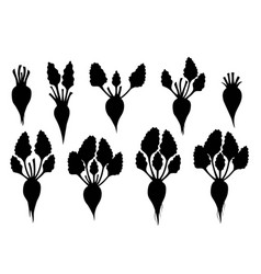 Silhouettes Of Root Vegetables Black And White