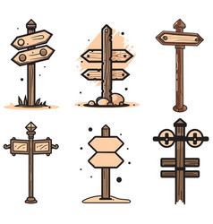 Vintage Signpost Logo In Flat Line Art Style