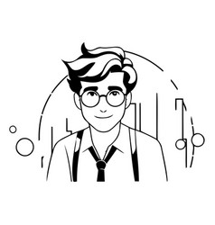 Businessman Working At The Office In Cartoon Style