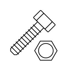 Hex Head Bolt Line Icon