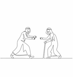 Single One Line Drawing Happy Arab Man Running